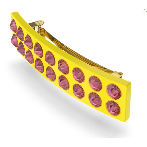 Swarovski Hair clip Round cut, Rectangular shape, Pink, Gold-tone plated main image 5